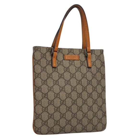 GUCCI GG Supreme Hand Bag PVC Leather Beige Silver 114600 Auth ep7666 - Picture 1 of 16